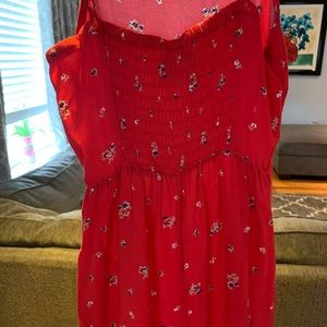 Red flowered jumpsuit  great condition worn.
